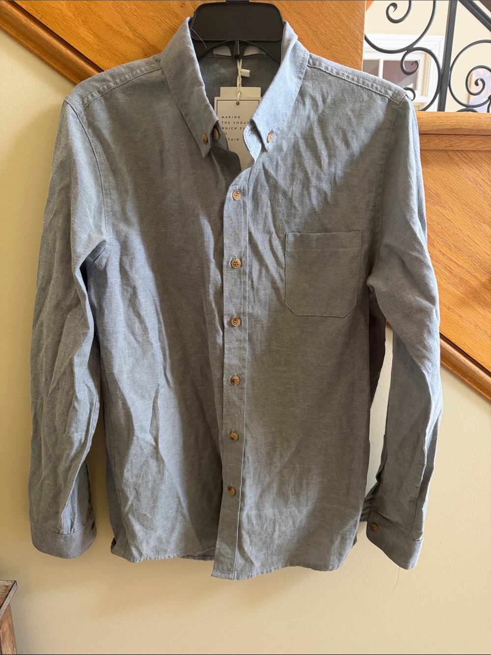Fifty Percent Men's Button-Down Oxford Shirt in Gray SZ Medium New With Tags